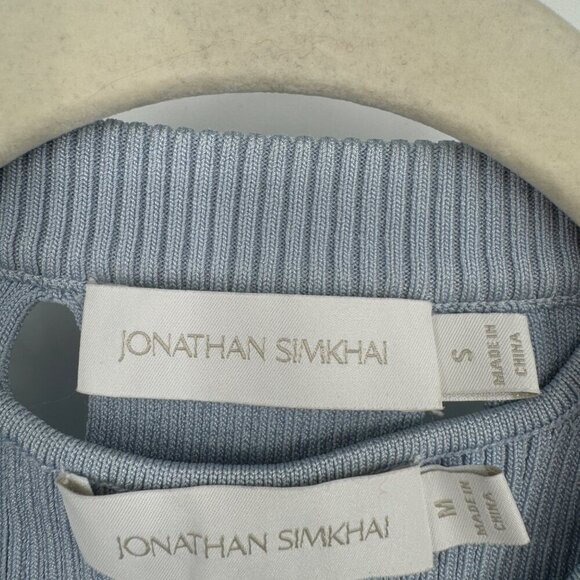 Jonathan Simkhai Blue  Samia Compac Rib Cardigan and matching tank woman’s small - Picture 3 of 15